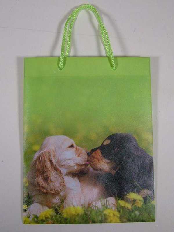Geschenktasche Geschenktüte Cocker Spaniel Welpen, 18x8,5x23cm, geflochtene Tragegriffe